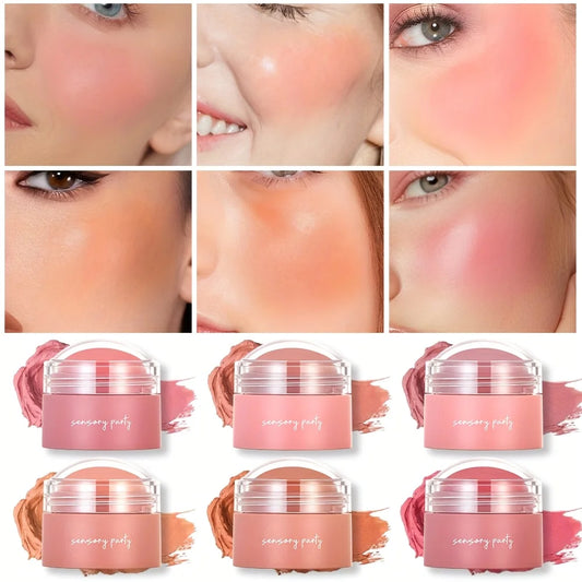 Waterproof Cream Blush Palette with Six Shades for All Skin Tones
