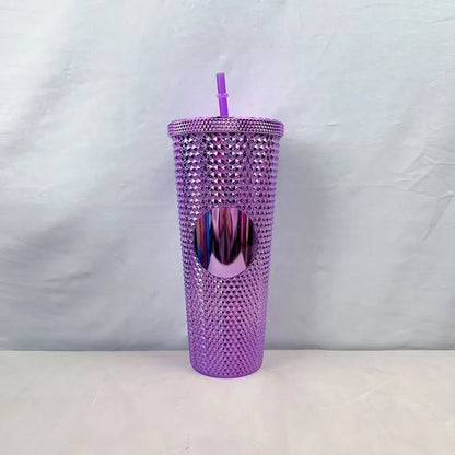 2026 Luxury Diamond Cold Cup Tumbler with Straw | Double Wall Iced Coffee Cup | Starbucks-Style Reusable Cup