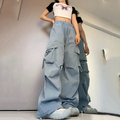 Baggy Cargo Pants with Elastic Waist and Ultra Spacious Large Pockets