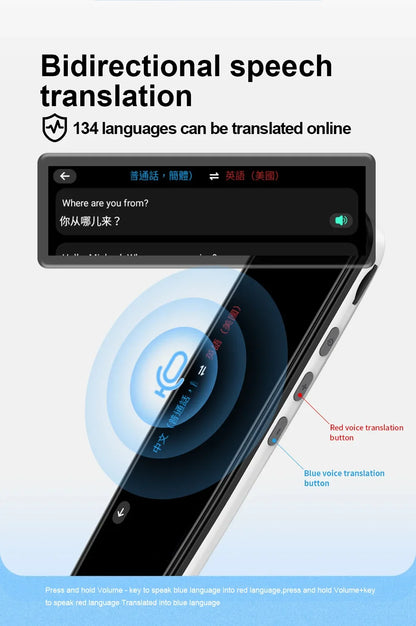 2026 Smart AI Scan Pen – 134 Languages, Voice & Photo Translator, 3.38” Touchscreen, Offline Record & Instant Translation