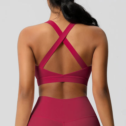 Women’s Yoga Bra Crop Top Nylon Elastane Supportive Sling Back