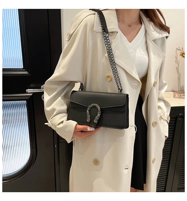 Square Crossbody Bag with Chain Strap for Women Durable Lightweight
