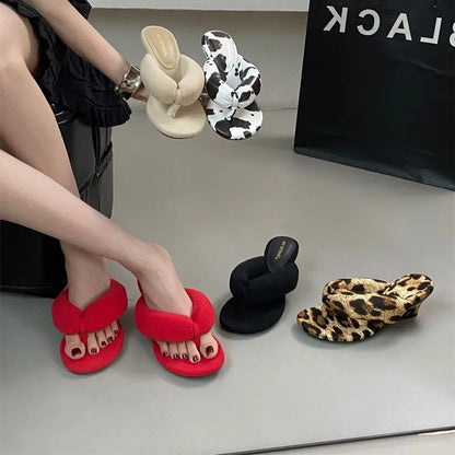 Bailamos 2025 Summer Women Slipper Fashion Narrow Band Ladies Slip On Flip Flop Low Wedge Heel Outdoor Dress Slides Mujer