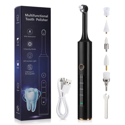 Electric Tooth Polisher - 4 Modes Dental Tartar Remover Plaque Stains Cleaning Teeth Whitening Tool