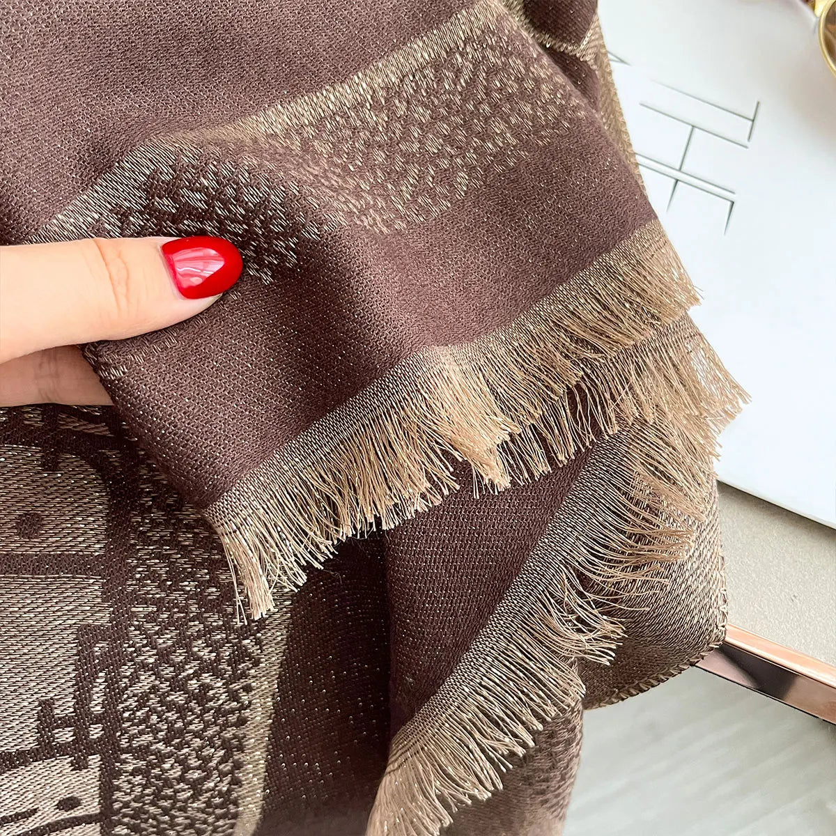 Golden Silk Blend Shawl Wrap for Women Long Scarf