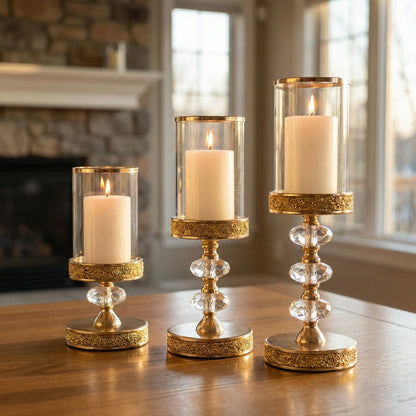 Candle holder with shade, available singly or as a set