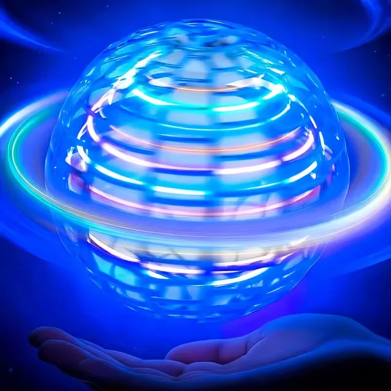 Hand-controlled LED flying spinner ball with boomerang return