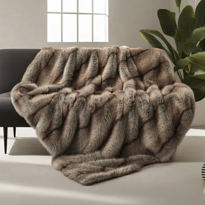 Luxury Faux Fur Blanket High-end Bed  Fox Fur Blankets For Beds Plaid on The Sofa Cover Decoration Home Blankets And Throws
