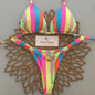 Women's Triangle Lace-Up Bikini Set with Adjustable Straps and Thong Bottom