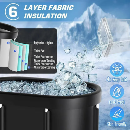 2026 Foldable Ice Bath Tub – Portable Cold Plunge Tub for Home & Outdoor Cold Therapy, Oval Spa-Style Relaxation