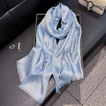 Women's Elegant Silky Scarf Shawl with Tatting Weave Detail