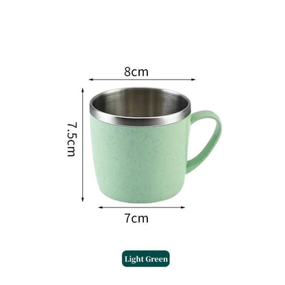 Double Layer Anti-scalding Stainless Steel Cups Plastic Handle Coffee Milk Mug Tea Drinks Water Cup for Home Office Tumbler