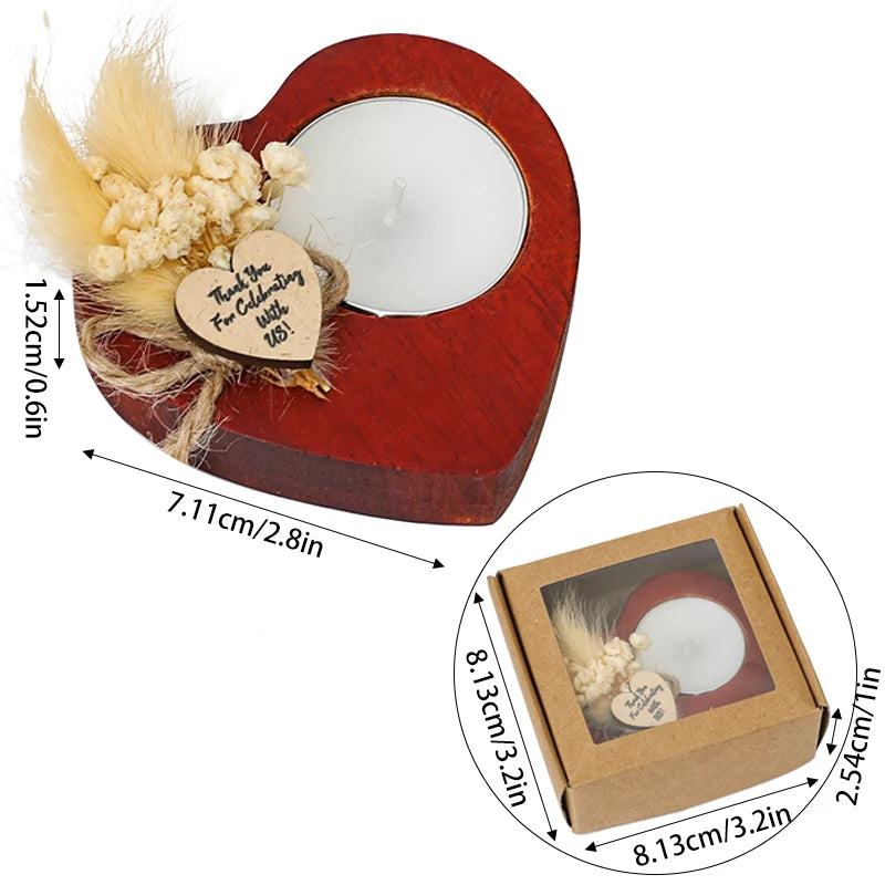 Heart Shaped Wooden Candle Holder Wedding Table Centerpiece