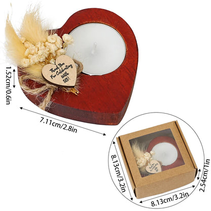 Heart Shaped Wooden Candle Holder Wedding Table Centerpiece