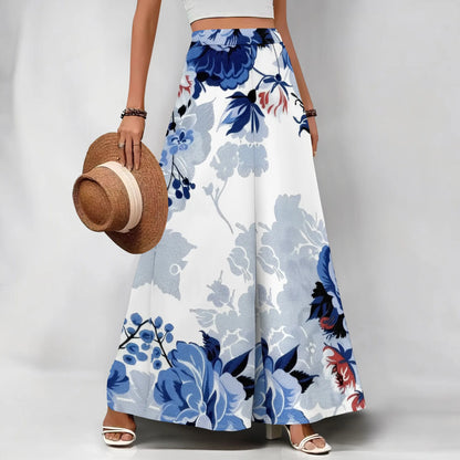 Women's Polyester Palazzo Pants With Pockets And High Waist And Wide Leg Flowing Silhouette
