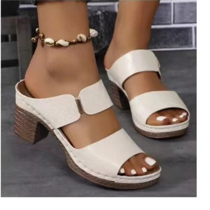 Leather Sandals with Wedge Heel for Breathable All Day Support