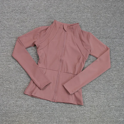 Luxe Yoga fitted Coat Women's Slimming Long Sleeve Fast Running Thin Pilates Fitness Suit Top Clothing