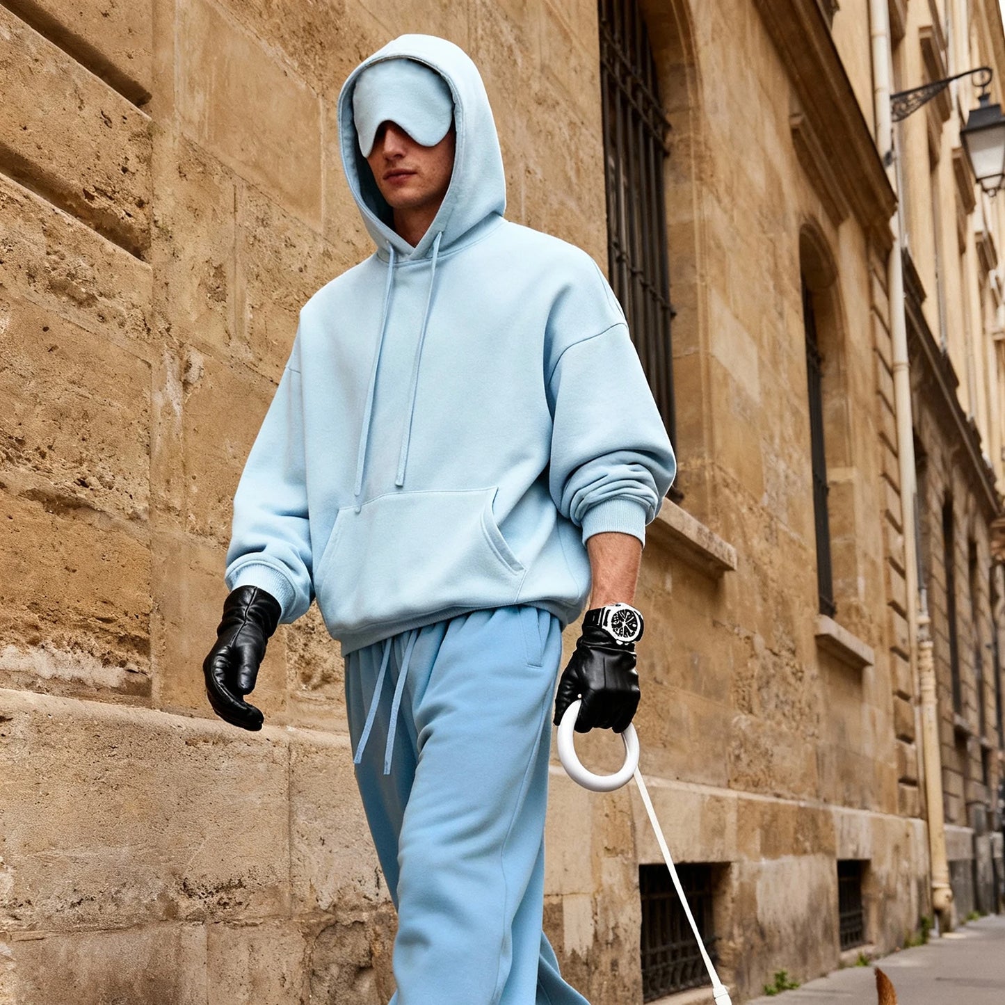 Unisex Fleece Hoodie with sleepy eye mask for travel