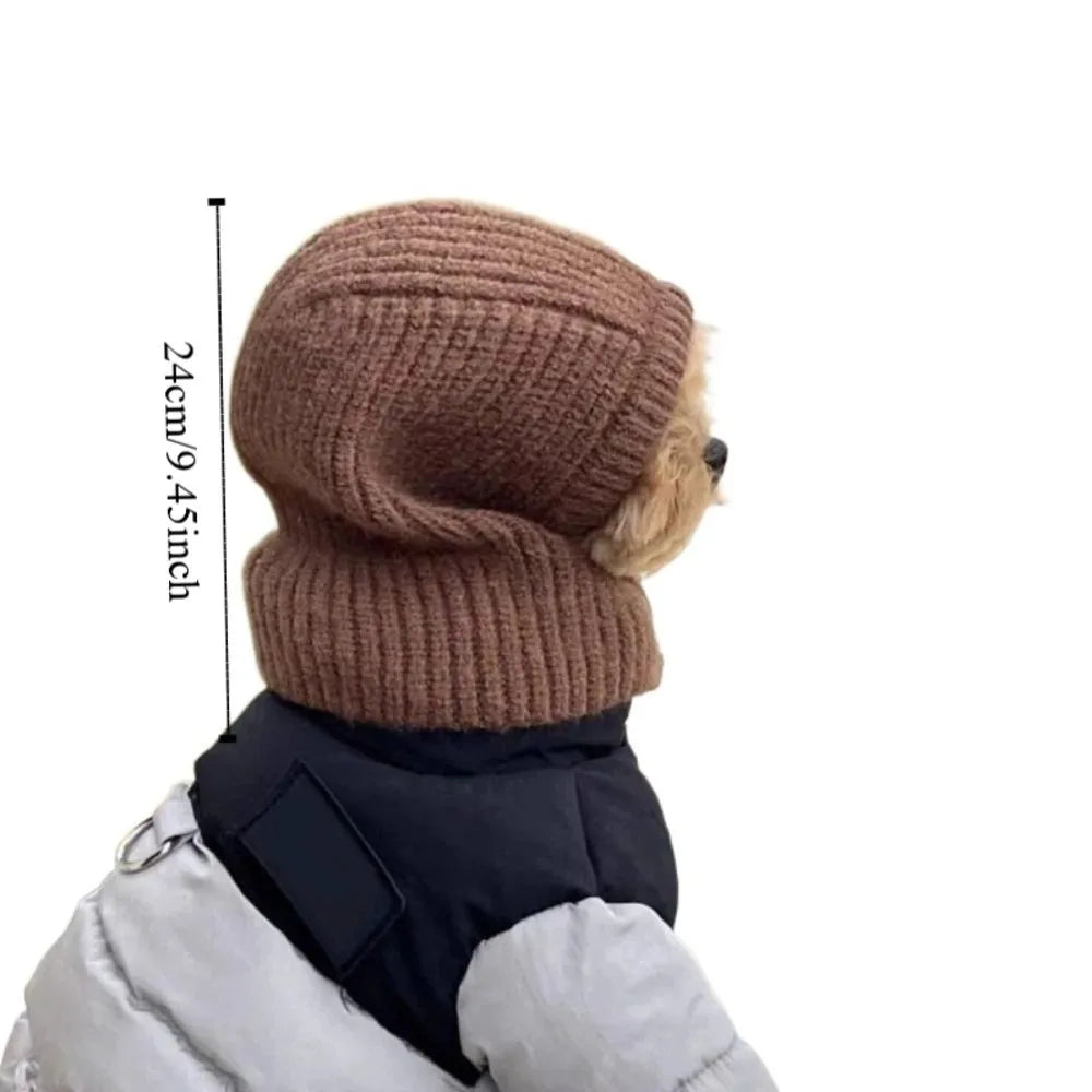 Dog Knitted Hat With Hooded Scarf Wool Cozy Winter Look