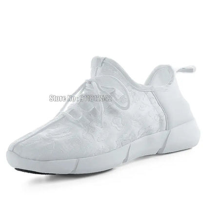 Fiber Optic Fabric Light Up 11 Colors Flashing Teenager Girls&boys Usb Rechargeable Luminous Sneakers Shoes