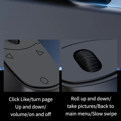Bluetooth Ring Remote Control One Click Selfie Page Turning Roller Fingertip Controller for Phone Liking Scrolling Hands Free