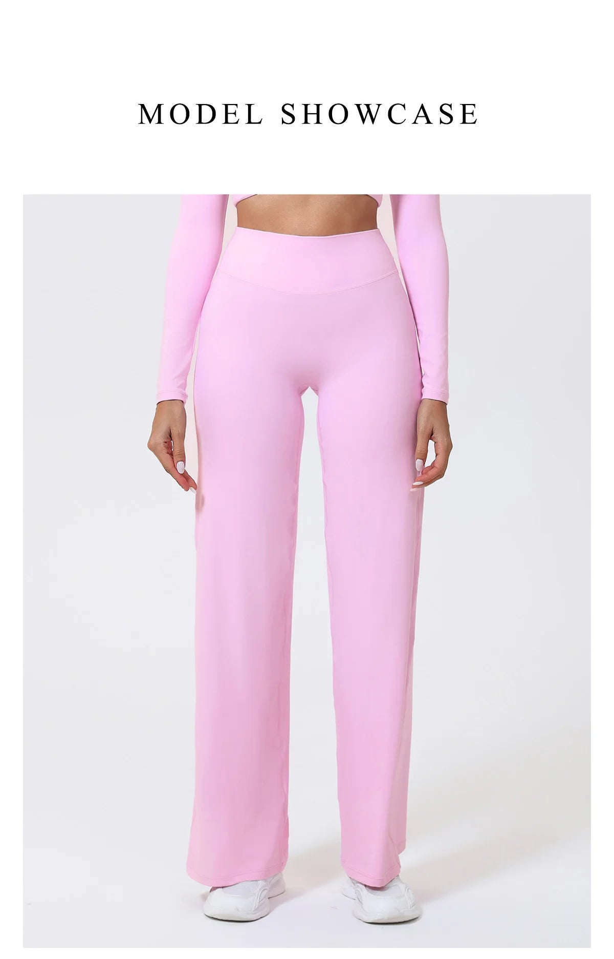 Light pink high waist seamless leggings in stretchy knit fabric for yoga and activewear.