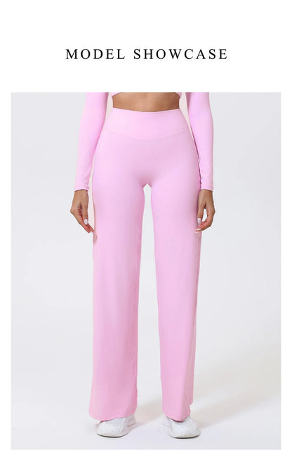 Light pink high waist seamless leggings in stretchy knit fabric for yoga and activewear.