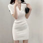 Breathable Dress with V-Neck and Empire Waist Knee Length for Effortless Daytime Style