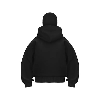 Unisex Cotton Blend Zip Hoodie With Built-In Hooded Face Mask For Cold Weather And Everyday Wear
