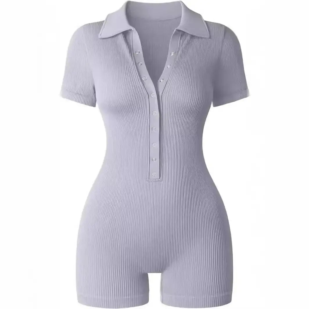 Breathable Collared Jumpsuit with Cinched Waist