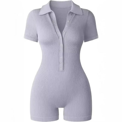 Breathable Collared Jumpsuit with Cinched Waist