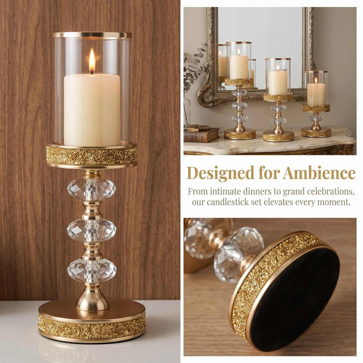Candle holder with shade, available singly or as a set