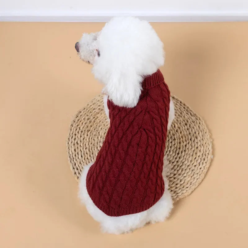 Knitted turtleneck dog sweater for everyday walks and lounging