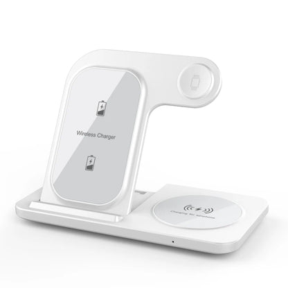 Wireless 3-In-1 Charging Stand with Fast Charge for Smartphone Smartwatch and True Wireless Earbuds