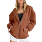 Women's Cotton Blend Hooded Sweatshirt With Zipper And Drawstring Pocket Long Sleeve