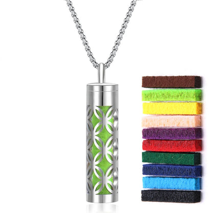 Aromatherapy diffuser necklace with geometric locket pendant