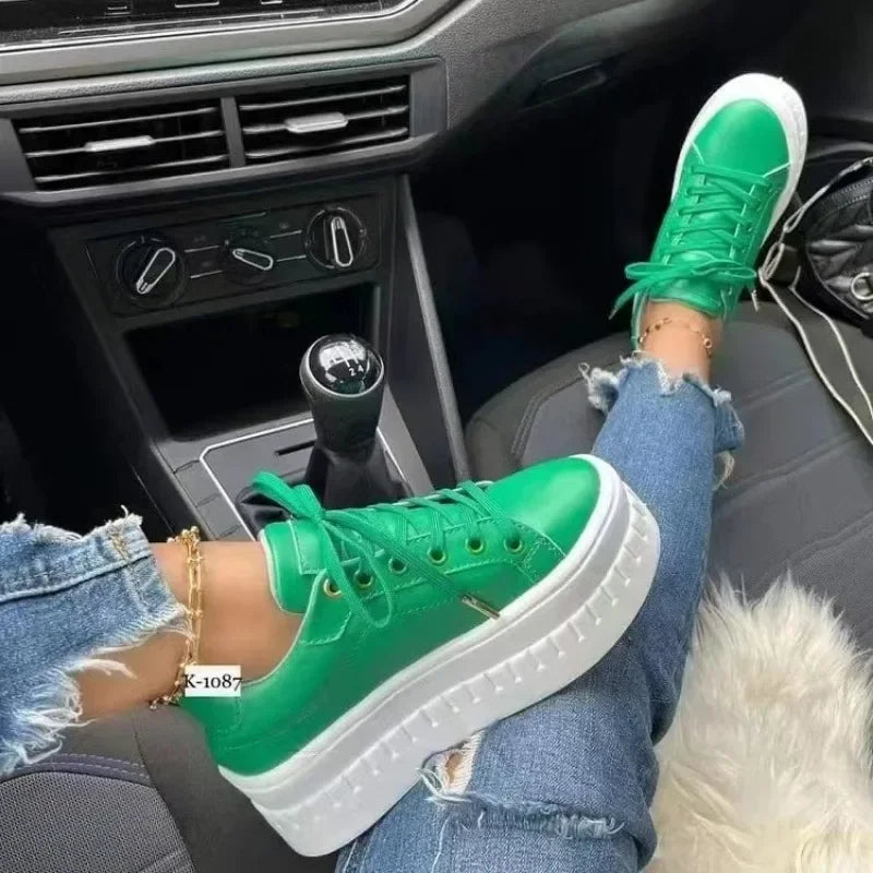 2026 Leather Platform Sneakers for Women – Lightweight PU Casual Shoes | Merch Gone Viral