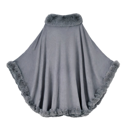 Women Faux Fur Neck Winter Poncho Overcoat Cape Thick White Black Warm Shawl Cloak Big Pendulum Cardigan Loose Coat