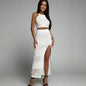 Women's Kaftan Beach Cover-Up Set with High Split and Sheer Hem