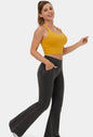 Stretch Pants High Waisted Crossover Flare with Bootcut Silhouette