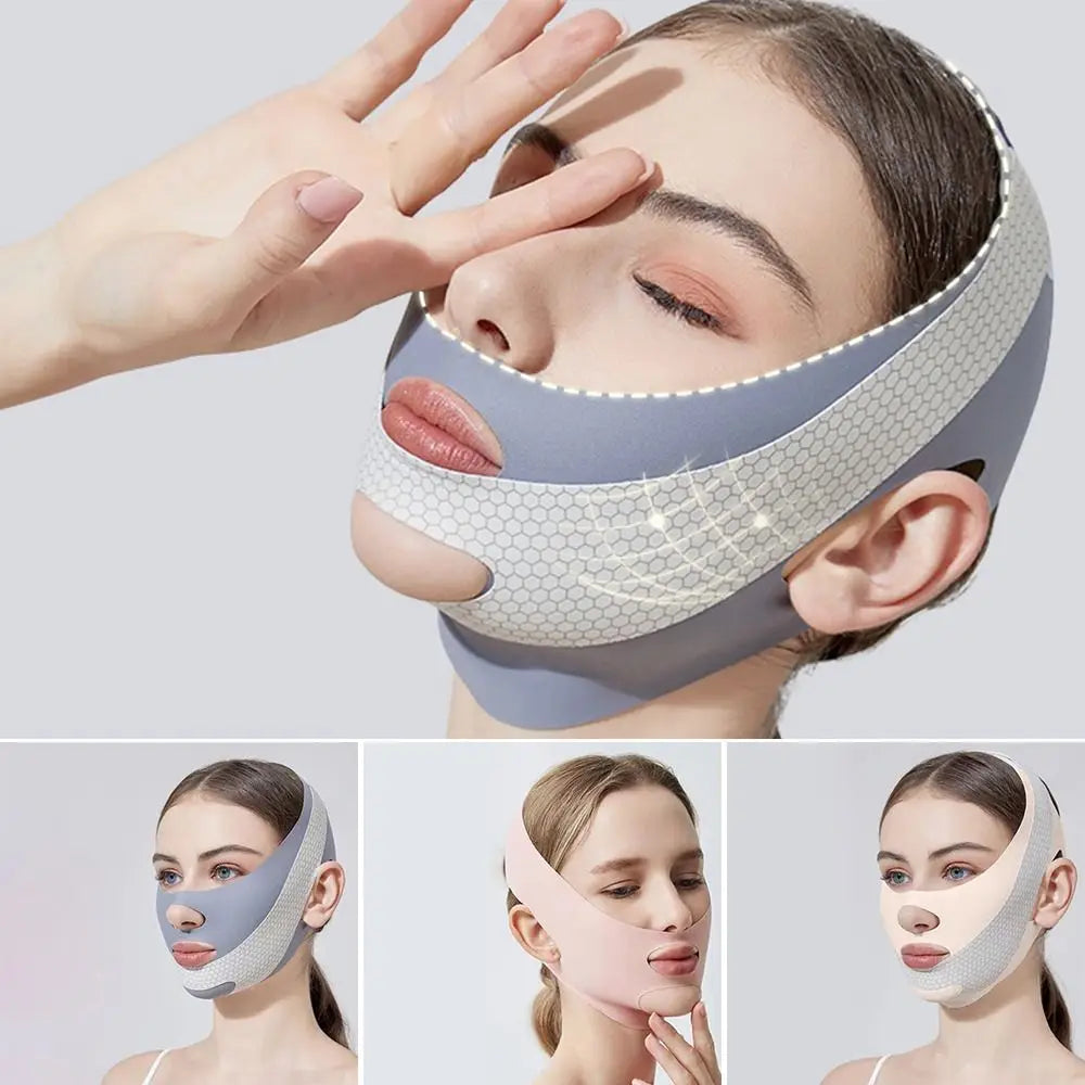 Breathable Elastic Sleep Mask With Adjustable Fit And V Line Shaping For Jawline Lifting And Tightening