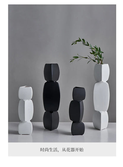 Modern Minimalist Black Vase - Nordic Style Home Decor Art Ornament for Living Room