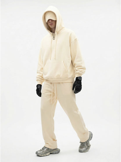Unisex Cotton Blend Fleece Hoodie And Pants Set With Relaxed Fit And Soft Texture
