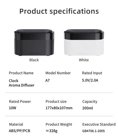 Aroma Air Humidifier Essential Oil Diffuser - Fire Flame Humidifier with Alarm Clock Remote Control