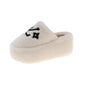 Warm Slippers for Women Indoor Non Slip Plush Traction Rubber Sole With Wedge Heel