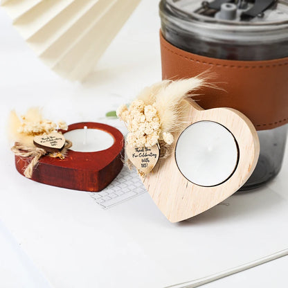 Heart Shaped Wooden Candle Holder Wedding Table Centerpiece