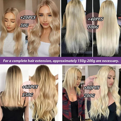 Straight Hair Extensions with Tape In Remy Hair Skin Weft
