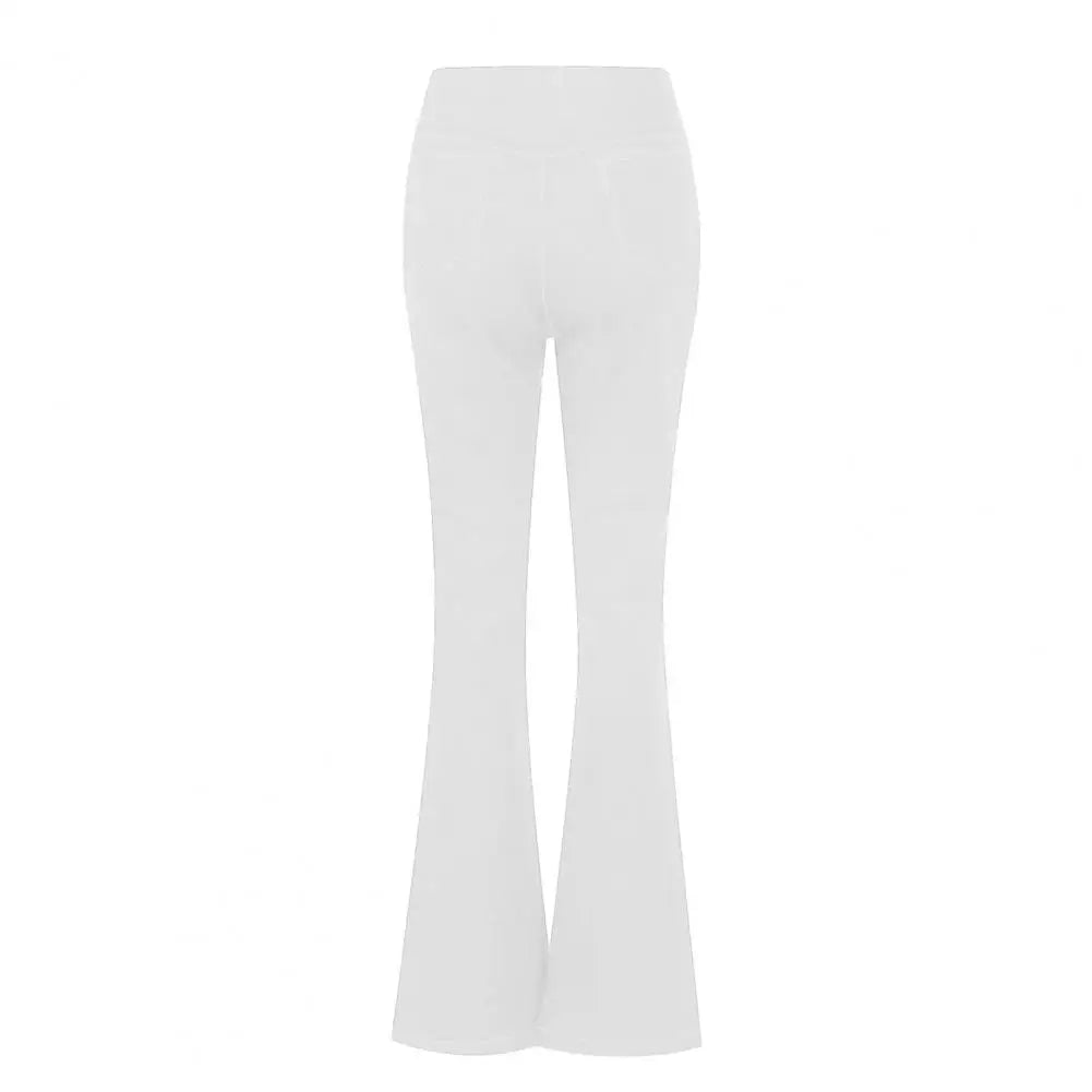 High-Waist Flared Jeans With Elastic Waist And Handy Pockets For Women