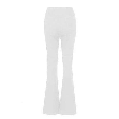 High-Waist Flared Jeans With Elastic Waist And Handy Pockets For Women