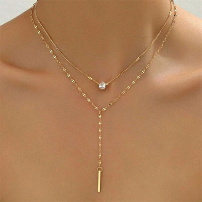 Minimalist Necklace Y Shaped Collarbone Double Layer for Daily Wear